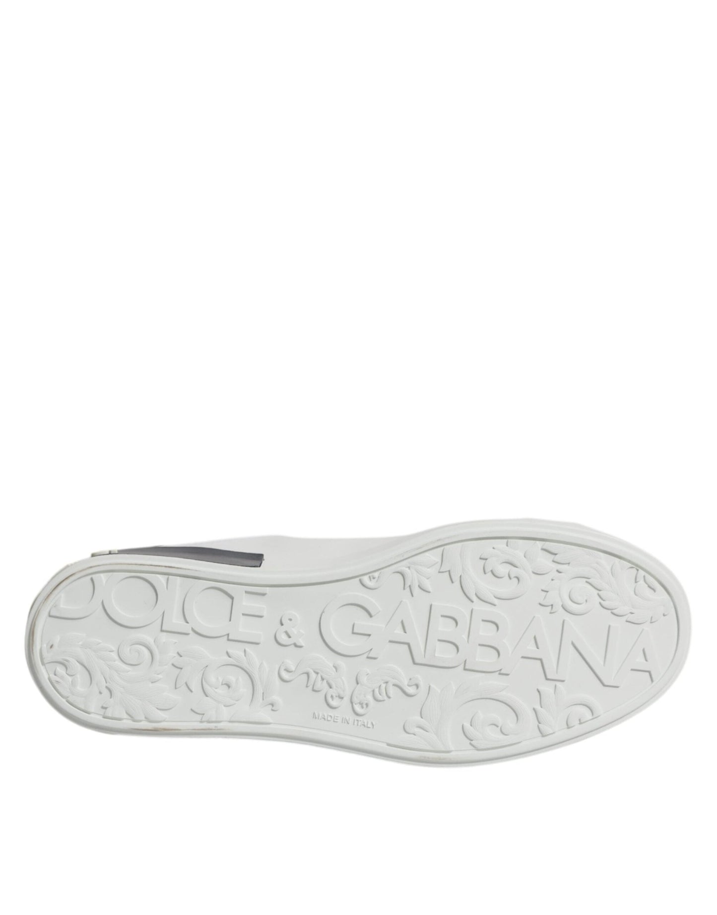 Dolce & Gabbana White Black Leather Portofino Sneakers Shoes - Le schmidt