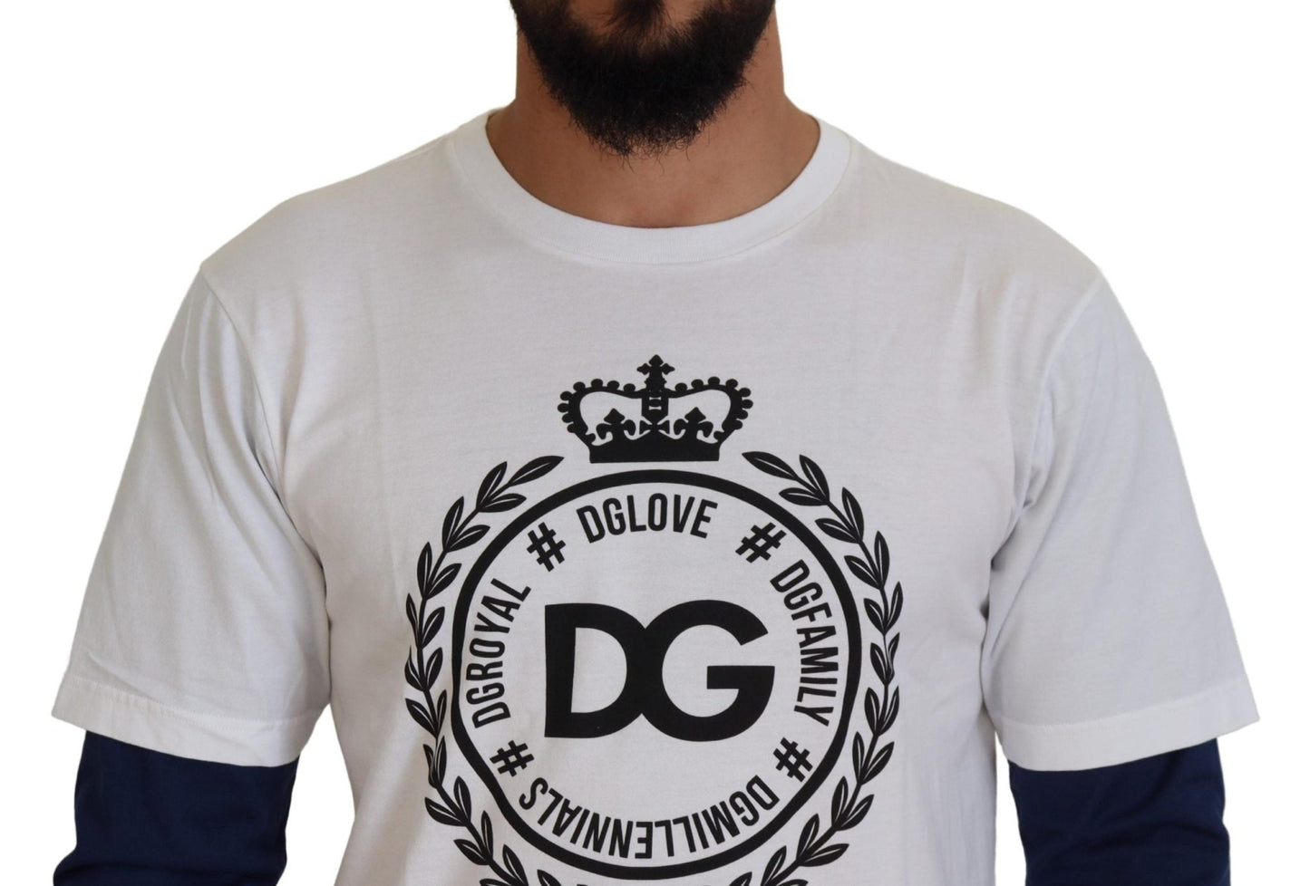 Dolce & Gabbana White Blue DG Crown Pullover Sweater - Le schmidt