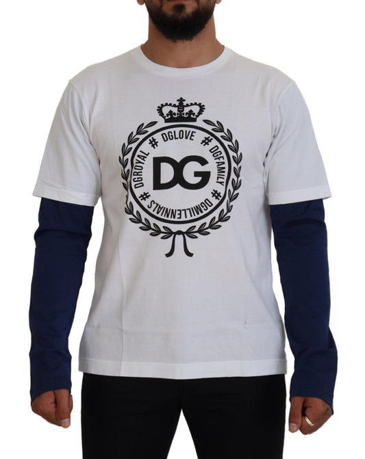 Dolce & Gabbana White Blue DG Crown Pullover Sweater - Le schmidt