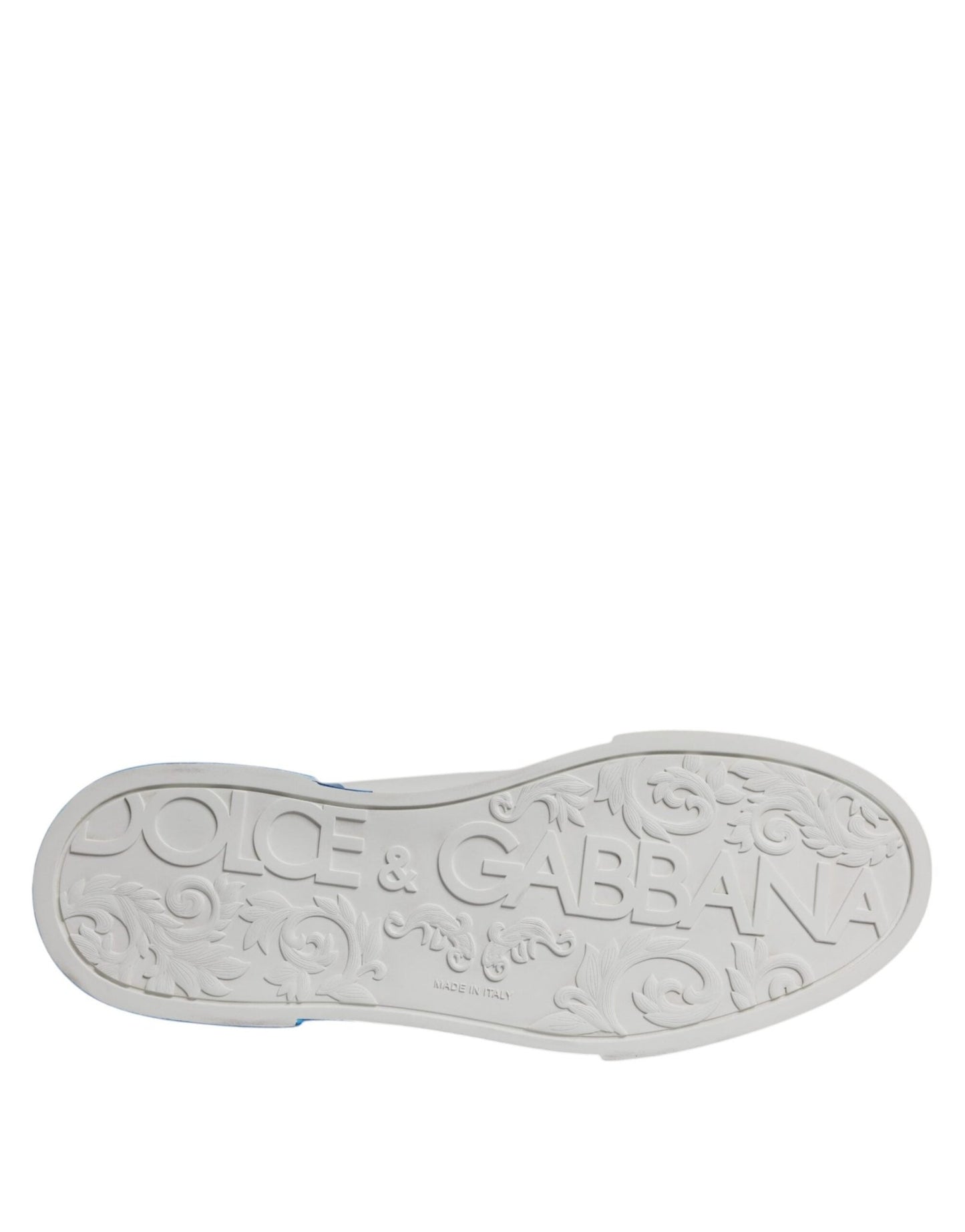 Dolce & Gabbana White Blue Leather Logo Low Top Sneakers Shoes - Le schmidt