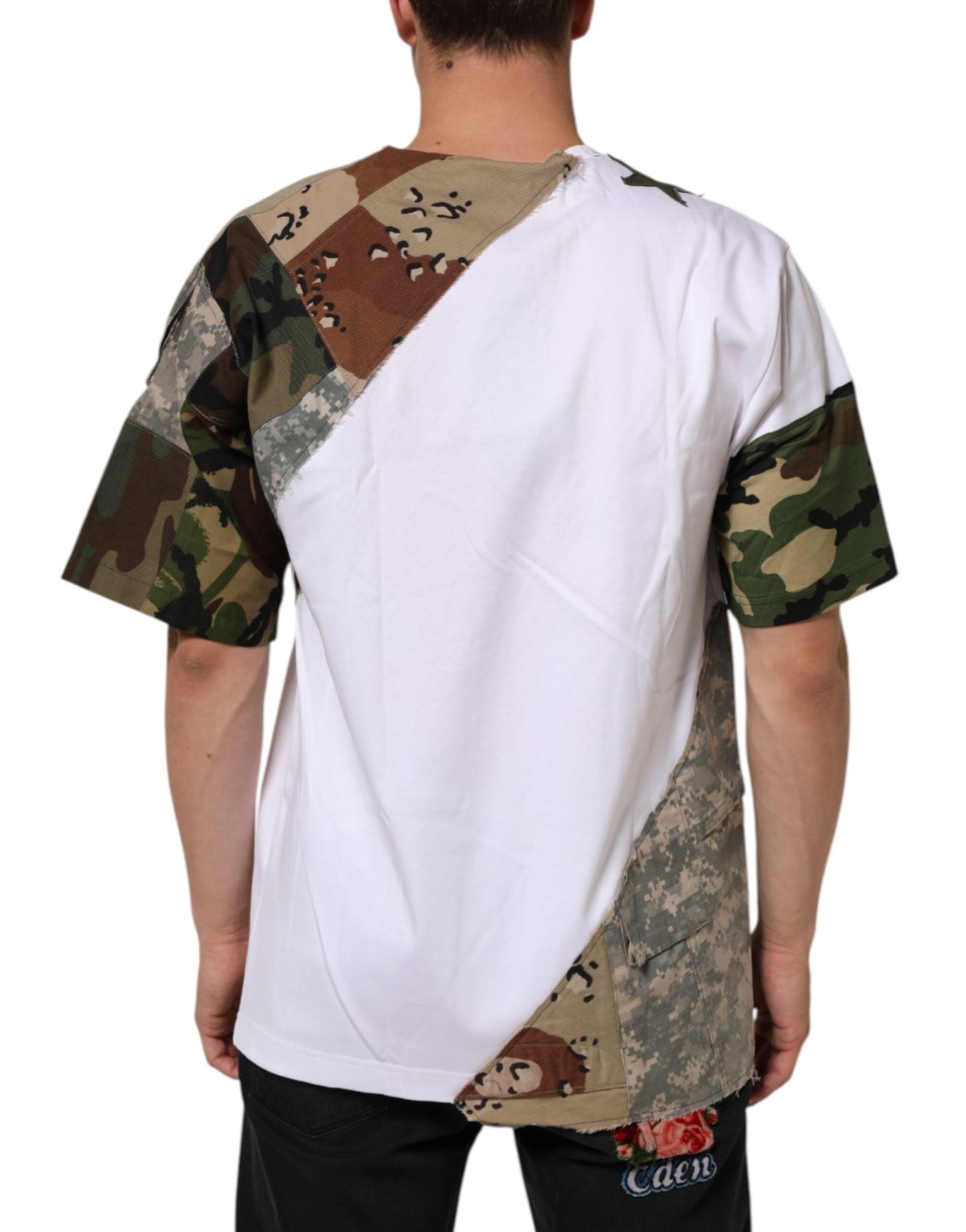 Dolce & Gabbana White Camouflage Patckwork Men Cotton T-shirt - Le schmidt