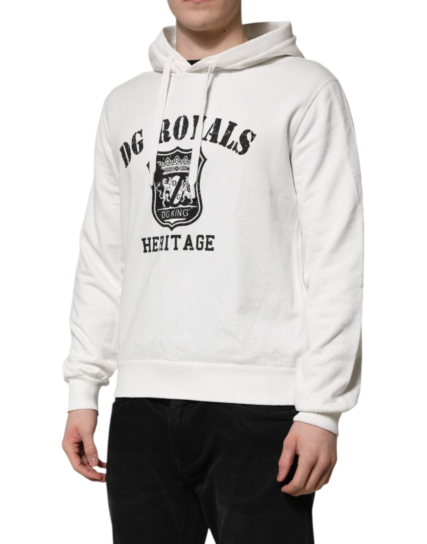 Dolce & Gabbana White Cotton DG ROYAL Print Hooded Sweater - Le schmidt