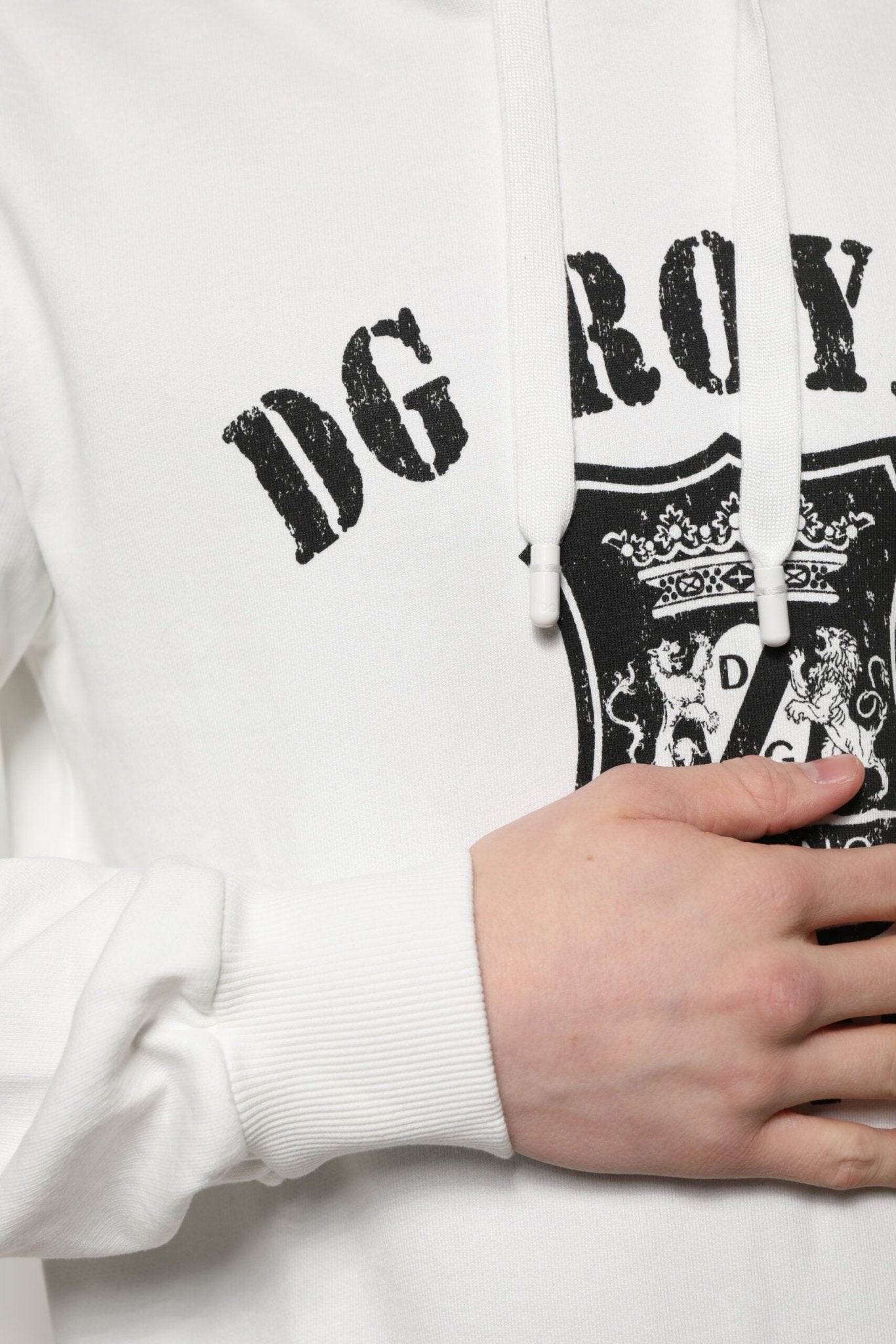 Dolce & Gabbana White Cotton DG ROYAL Print Hooded Sweater - Le schmidt
