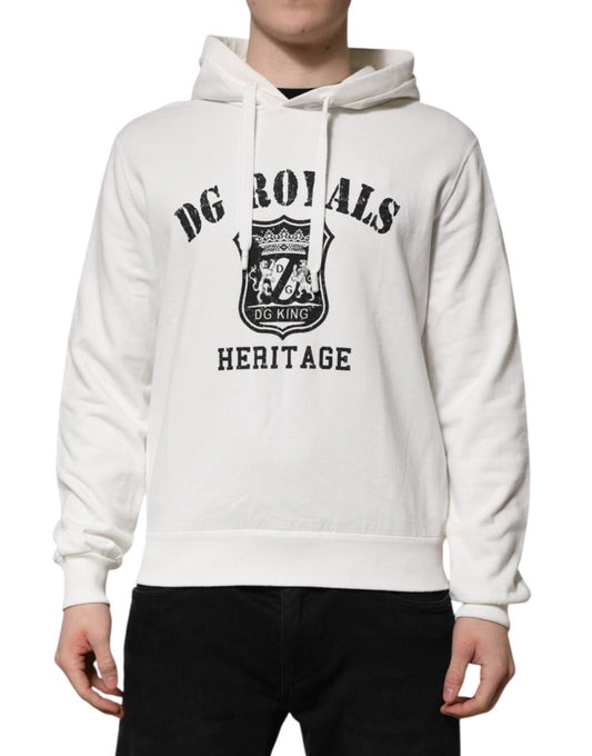 Dolce & Gabbana White Cotton DG ROYAL Print Hooded Sweater - Le schmidt