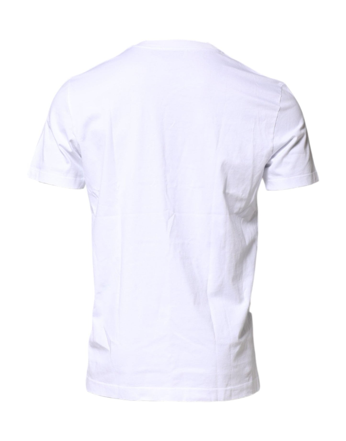 Dolce & Gabbana White Cotton Logo Patch Crew Neck T-shirt - Le schmidt