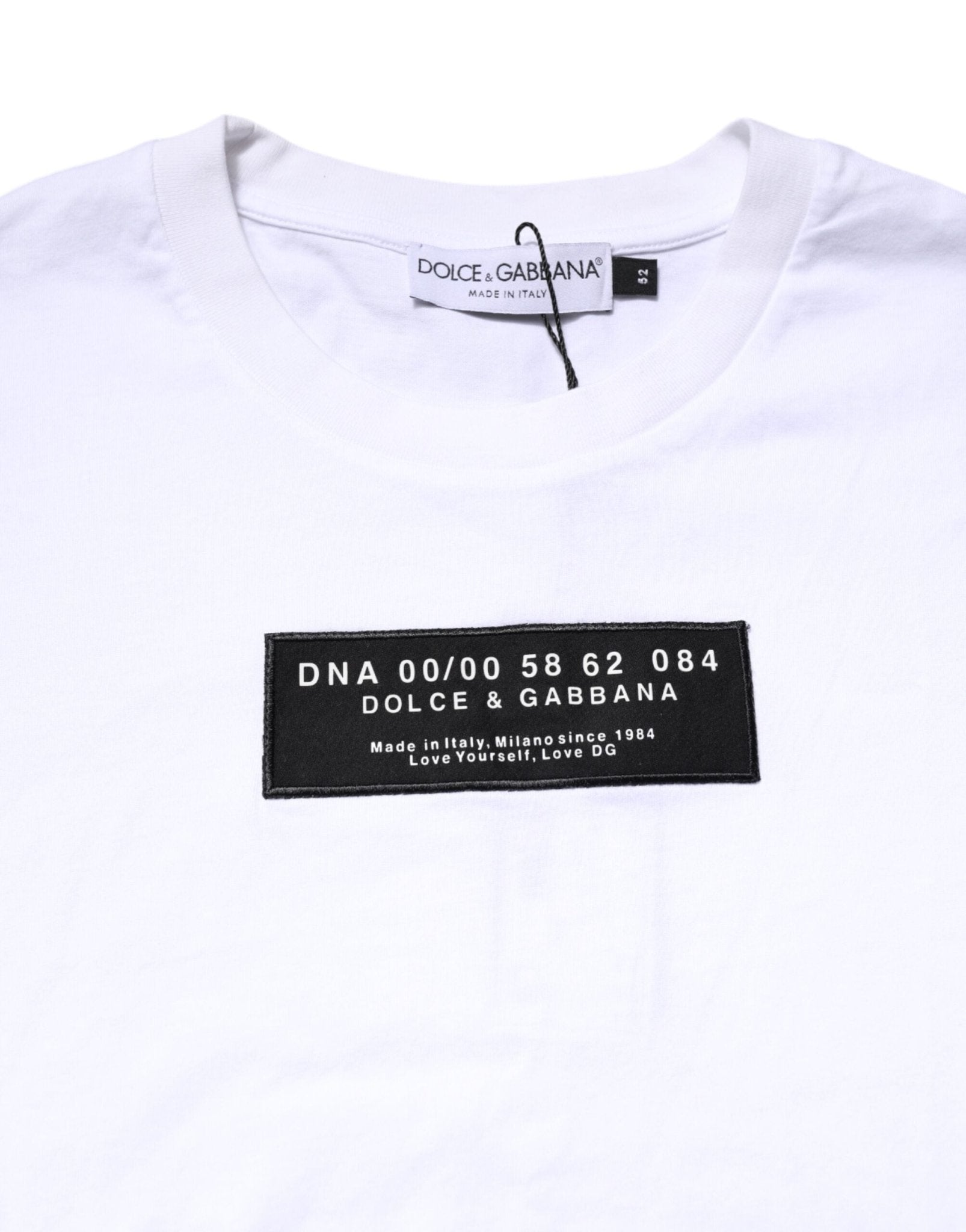 Dolce & Gabbana White Cotton Logo Patch Crew Neck T-shirt - Le schmidt