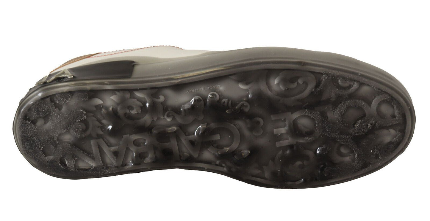 Dolce & Gabbana White Gold Leather Low Top Sneakers Casual Shoes - Le schmidt