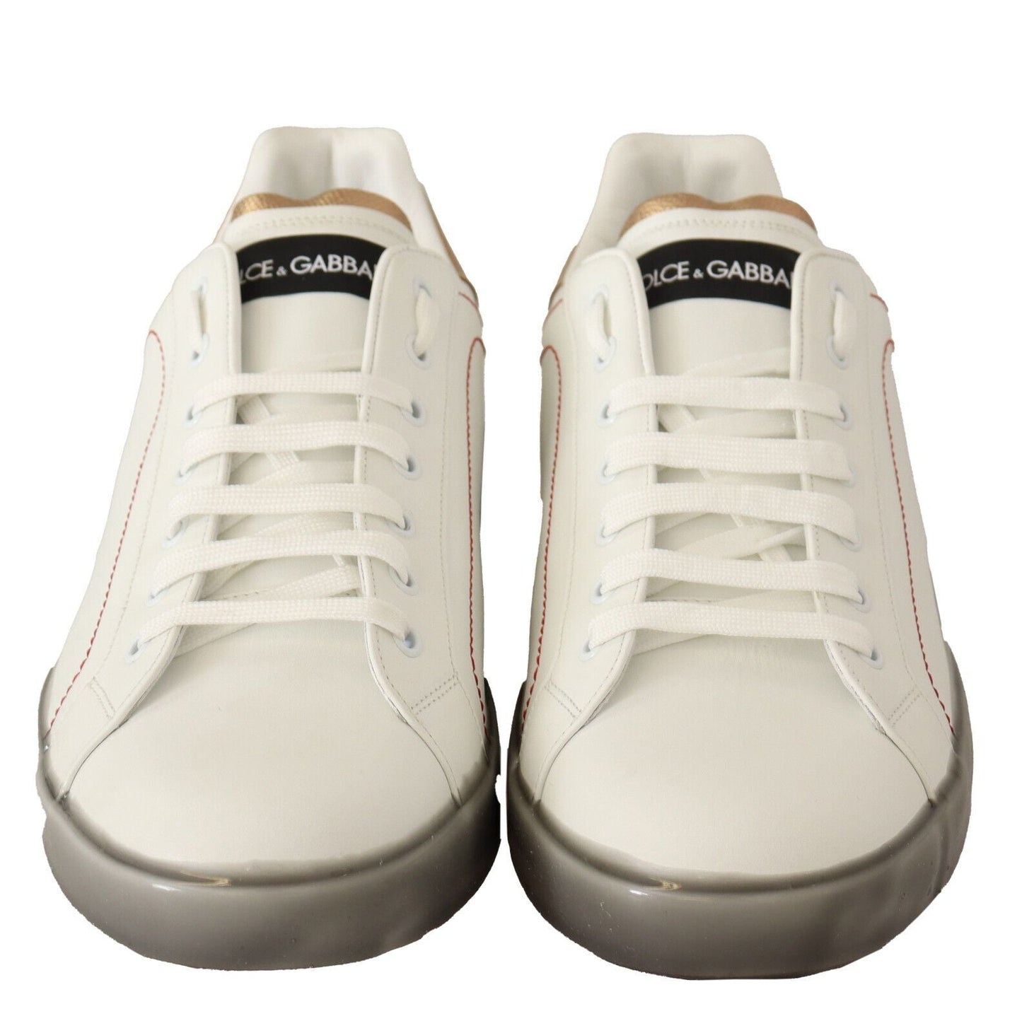 Dolce & Gabbana White Gold Leather Low Top Sneakers Casual Shoes - Le schmidt