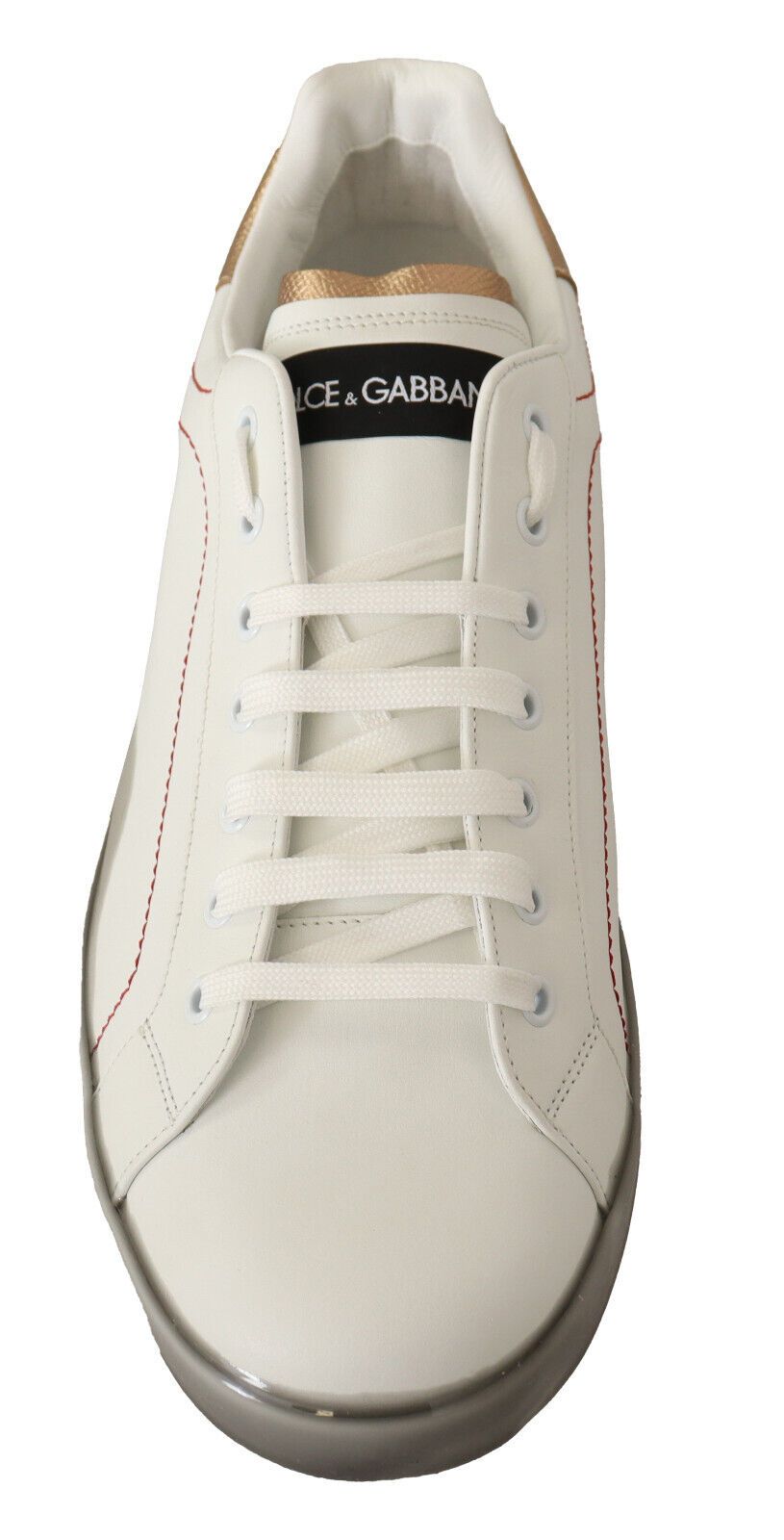 Dolce & Gabbana White Gold Leather Low Top Sneakers Casual Shoes - Le schmidt