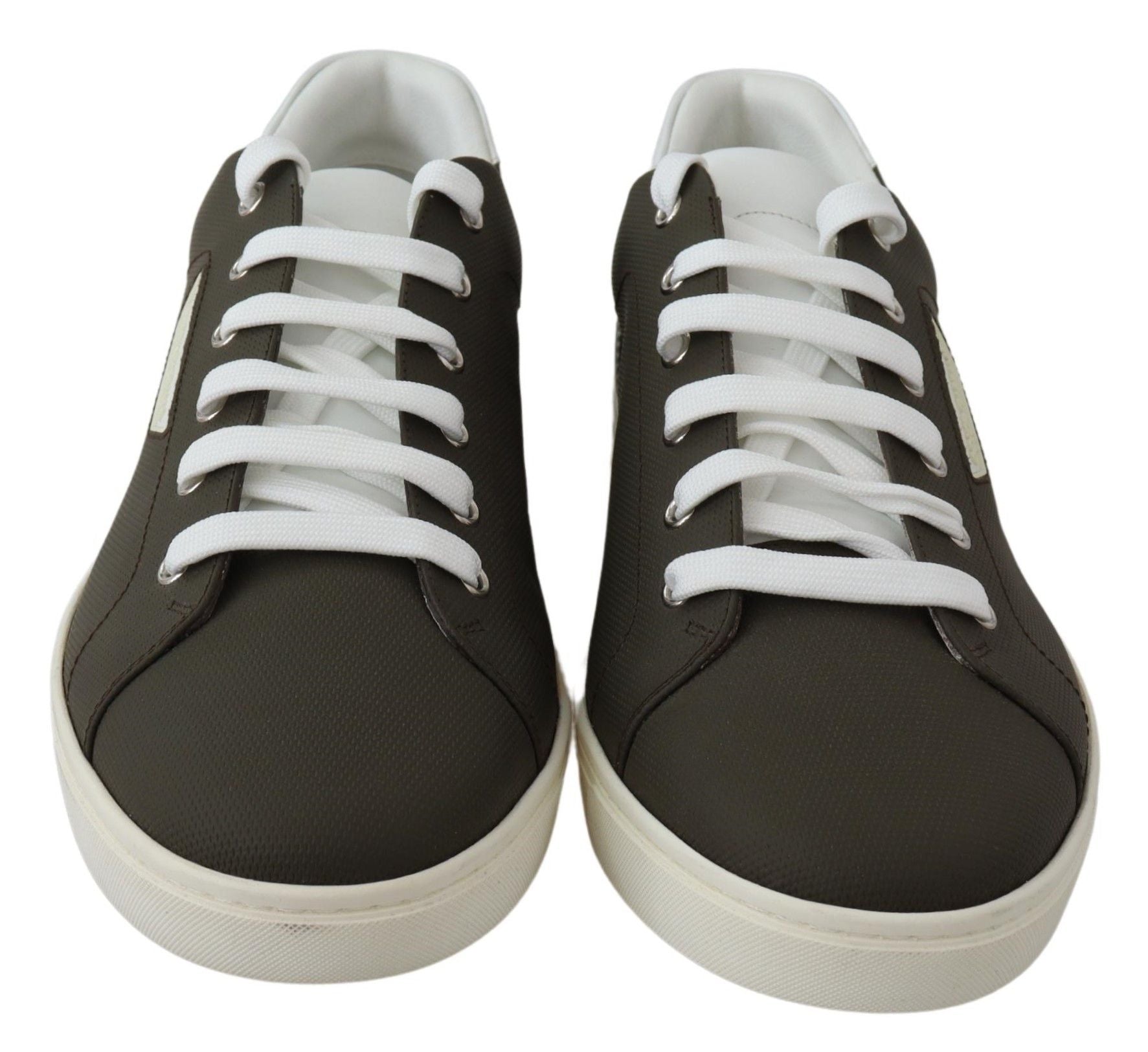 Dolce & Gabbana White Green Leather Low Top Sneakers Shoes - Le schmidt