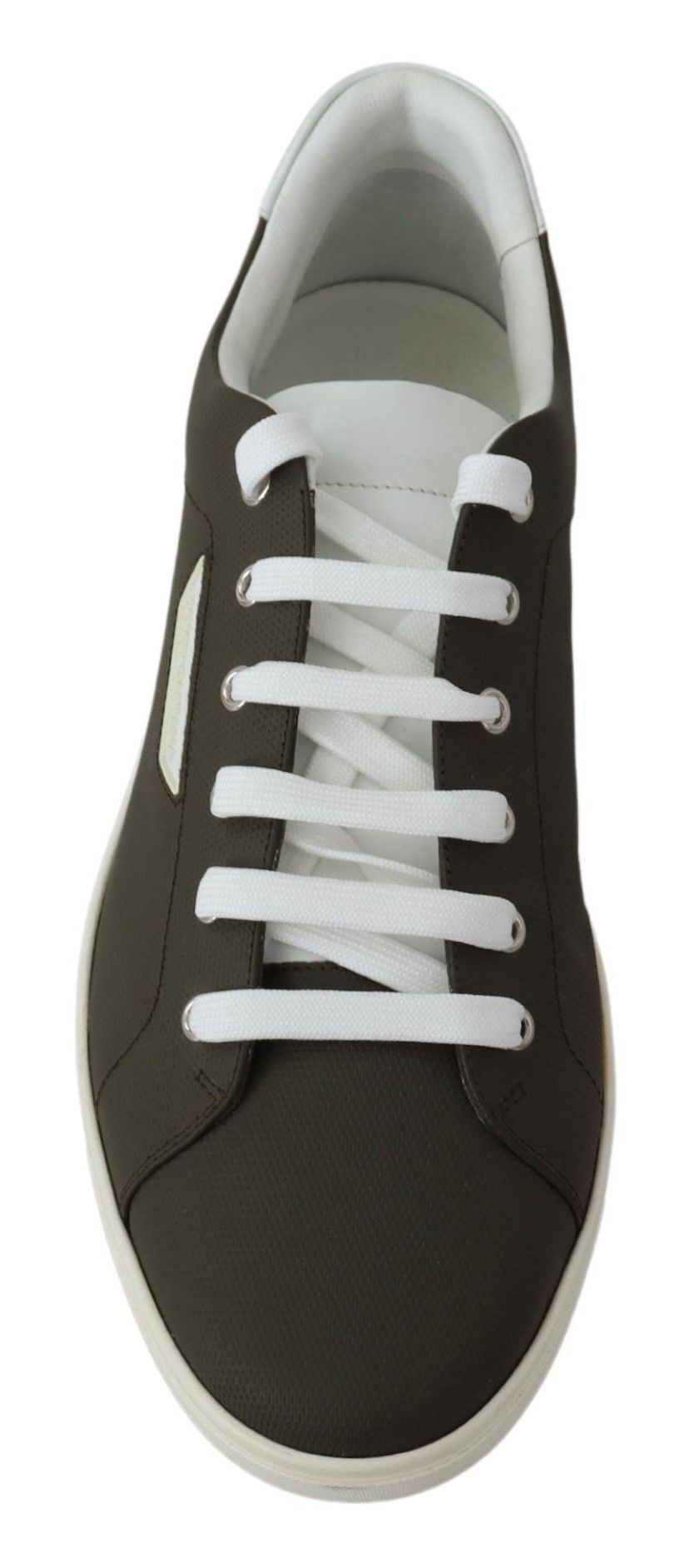 Dolce & Gabbana White Green Leather Low Top Sneakers Shoes - Le schmidt