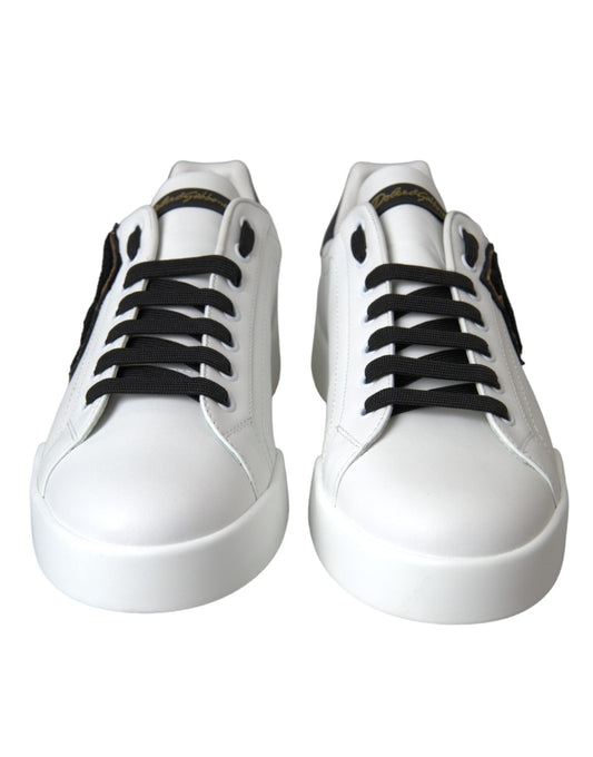 Dolce & Gabbana White Leather DG Logo Casual Low Top Sneakers Shoes - Le schmidt