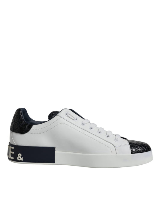 Dolce & Gabbana White Leather Logo Portofino Sneaker Shoes - Le schmidt