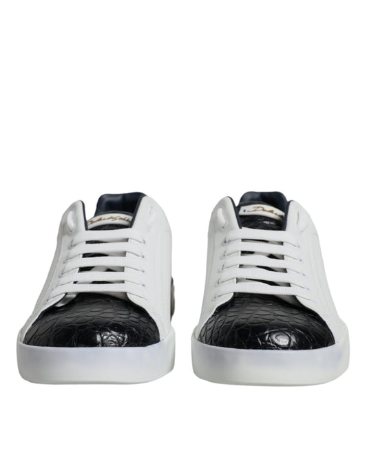 Dolce & Gabbana White Leather Logo Portofino Sneaker Shoes - Le schmidt