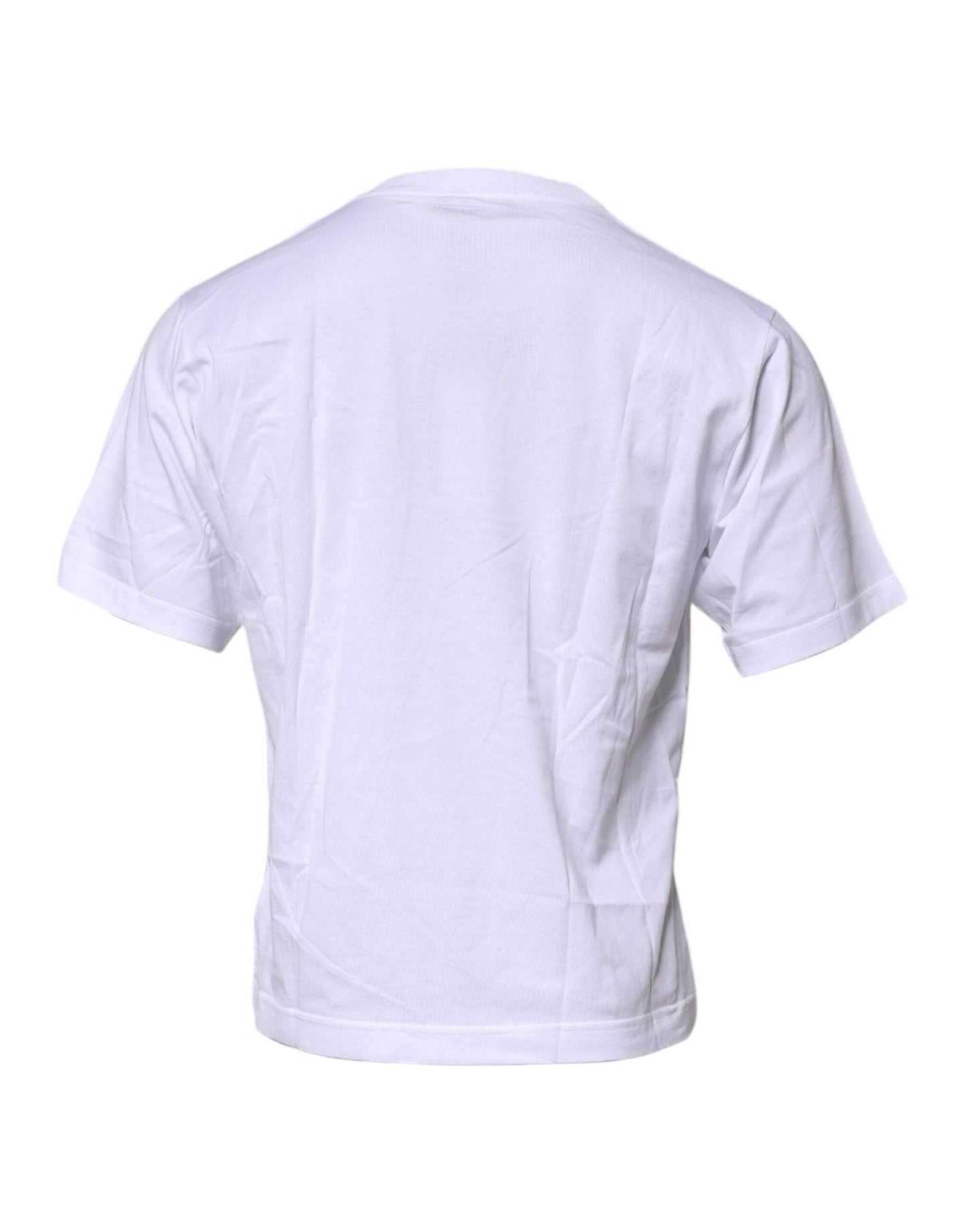 Dolce & Gabbana White Logo Patch Cotton Crew Neck T-shirt - Le schmidt