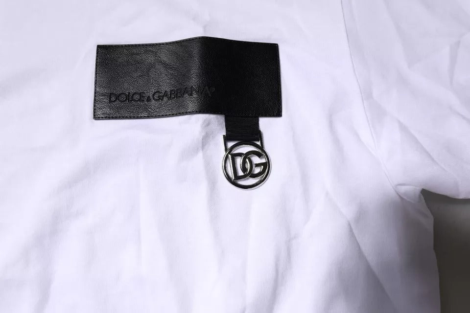 Dolce & Gabbana White Logo Patch Cotton Crew Neck T-shirt - Le schmidt