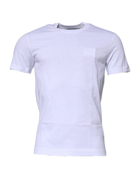 Dolce & Gabbana White Logo Plaque Cotton Crew Neck T-shirt - Le schmidt