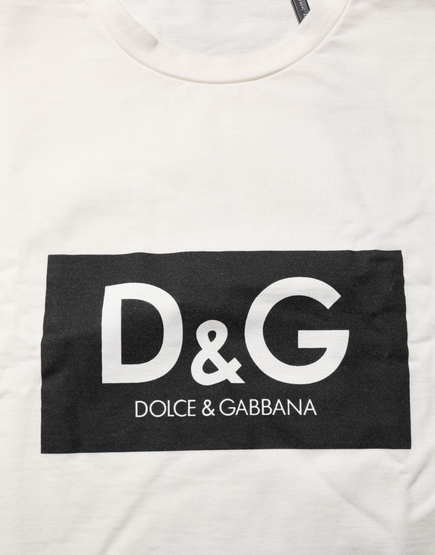 Dolce & Gabbana White Logo Print Cotton Crew Neck Men T-shirt - Le schmidt
