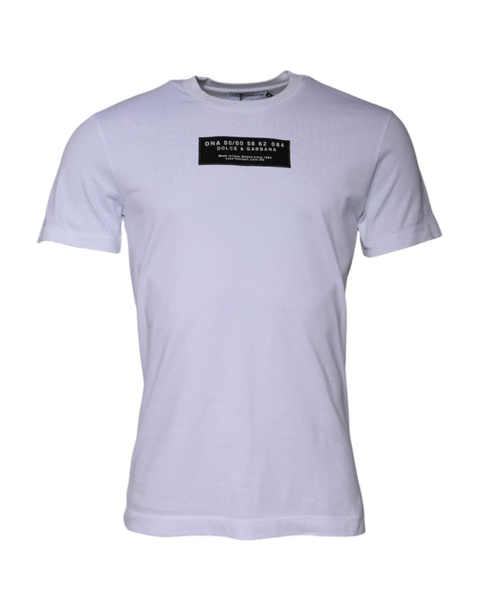 Dolce & Gabbana White Logo Print Cotton Crew Neck T-shirt - Le schmidt