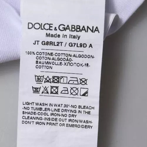 Dolce & Gabbana White Logo Print Cotton Crew Neck T-shirt - Le schmidt
