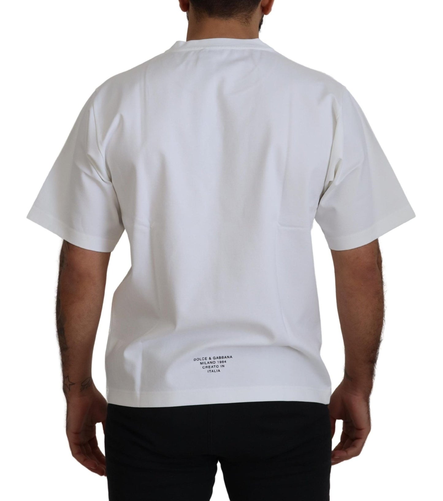 Dolce & Gabbana White Logo Print Cotton Crewneck T-shirt - Le schmidt