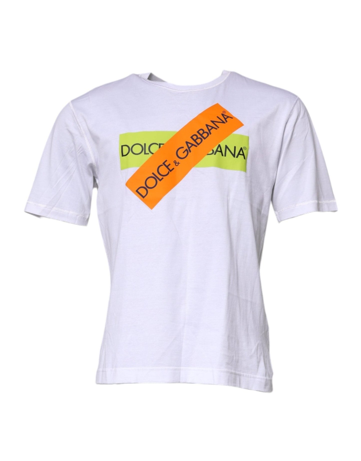 Dolce & Gabbana White Logo Tape Cotton Crew Neck T-shirt - Le schmidt