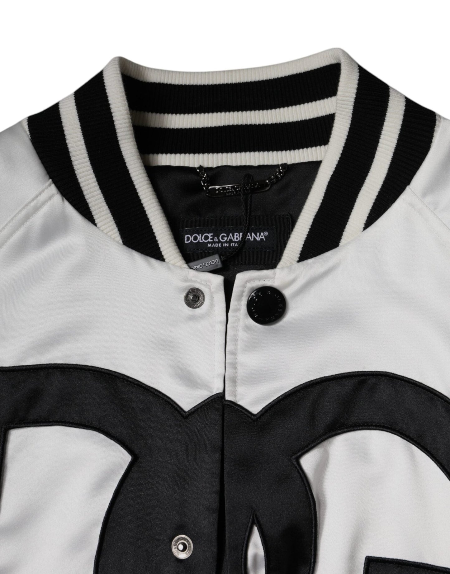 Dolce & Gabbana White Polyester Logo Full Zip Bomber Jacket - Le schmidt
