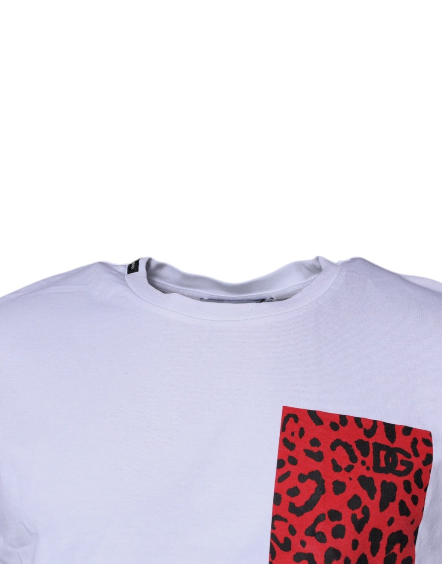 Dolce & Gabbana White Red Leopard Cotton Crew Neck T-shirt - Le schmidt