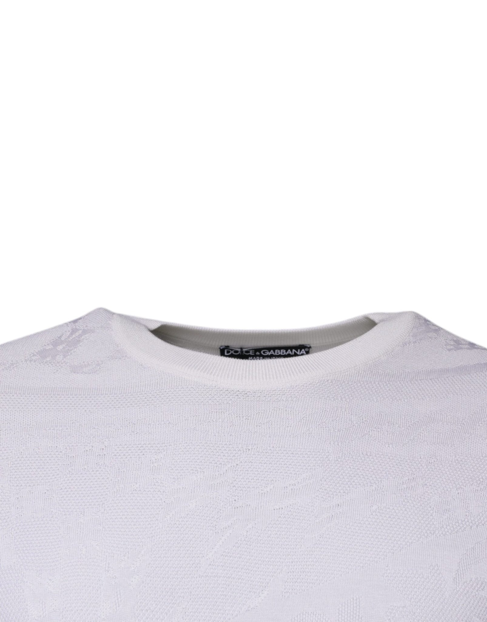 Dolce & Gabbana White Silk Crew Neck Men Pullover Sweater - Le schmidt