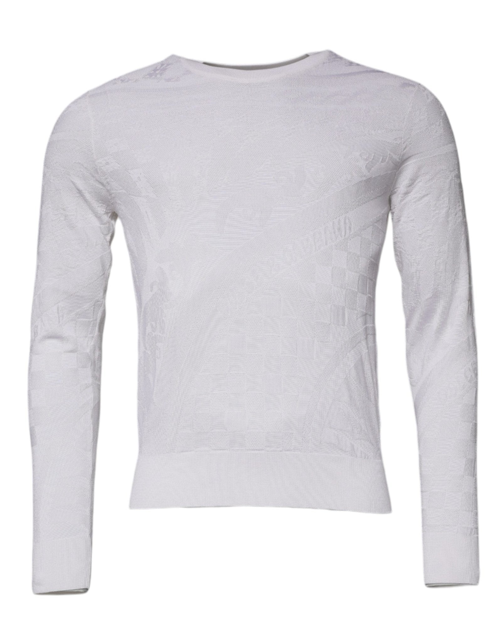 Dolce & Gabbana White Silk Crew Neck Men Pullover Sweater - Le schmidt