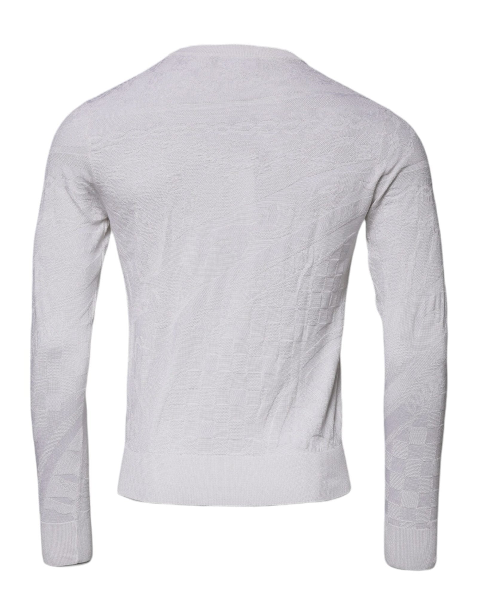 Dolce & Gabbana White Silk Crew Neck Men Pullover Sweater - Le schmidt