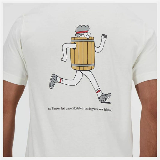 Men’s Short Sleeve T-Shirt New Balance Sport Essentials Barrel White - Le schmidt