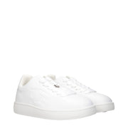 Burberry White Leather Low Top Sneakers