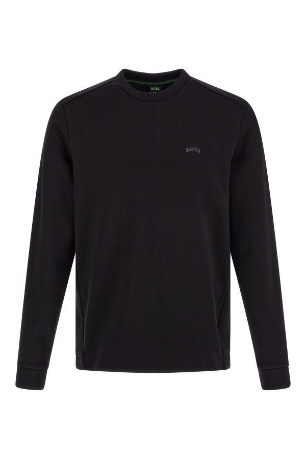Hugo Boss Elegant Black Cotton Round Neck Sweatshirt - Le schmidt