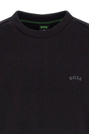 Hugo Boss Elegant Black Cotton Round Neck Sweatshirt - Le schmidt