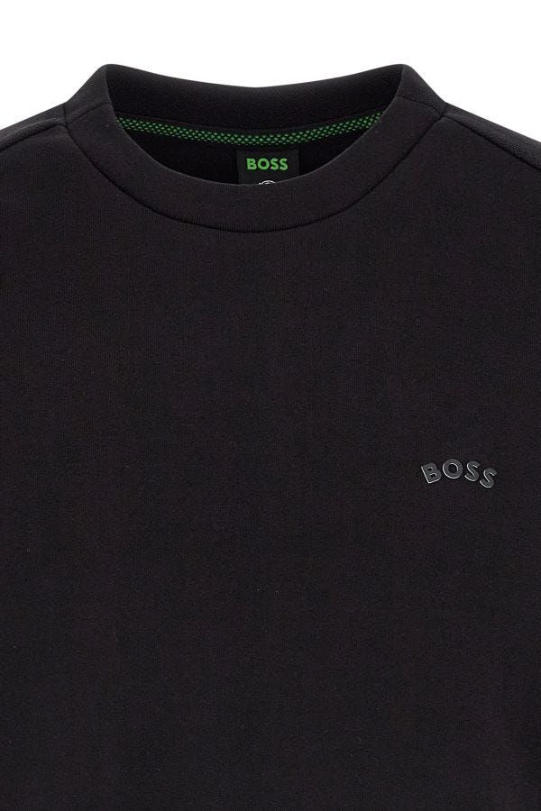 Hugo Boss Elegant Black Cotton Round Neck Sweatshirt - Le schmidt