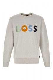 Hugo Boss Elegant Grey Round Neck Cotton Sweatshirt - Le schmidt