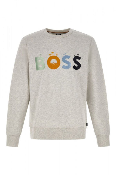 Hugo Boss Elegant Grey Round Neck Cotton Sweatshirt - Le schmidt
