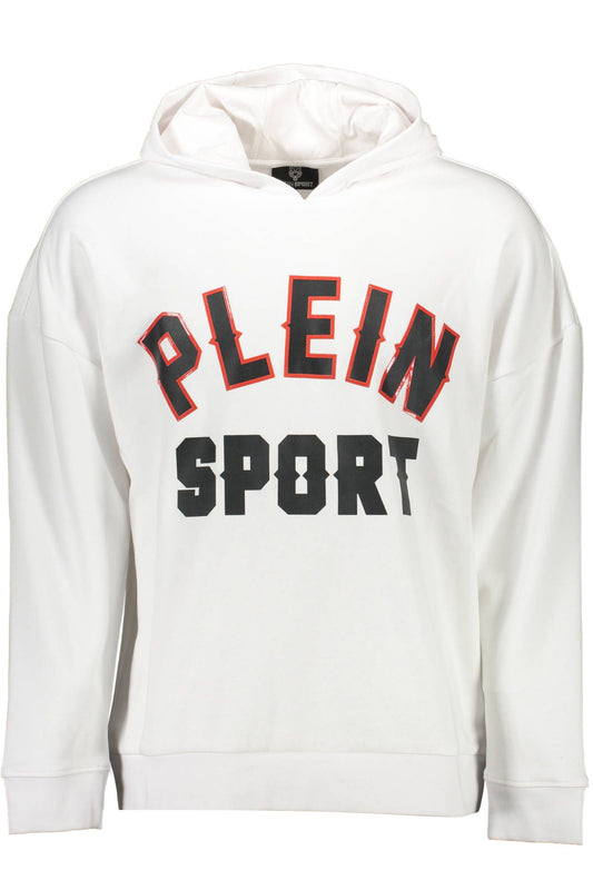 Plein Sport Hvid Bomuld Herre Hættetrøje Med Logo Design