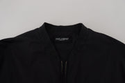 Dolce & Gabbana Black Nylon Logo Bomber Zipper Jacket