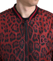 Dolce & Gabbana Red Leopard Bomber Short Coat Jacket