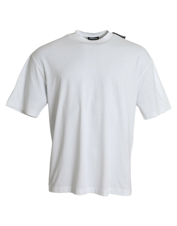 Balenciaga Off White Cotton Jersey Round Neck T-shirt - Le schmidt