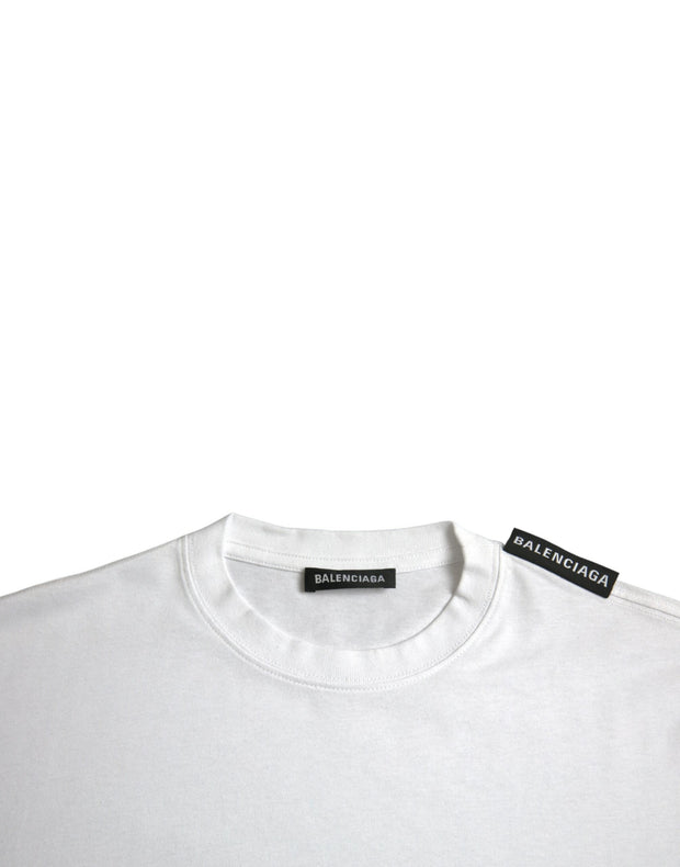 Balenciaga Off White Cotton Jersey Round Neck T-shirt - Le schmidt