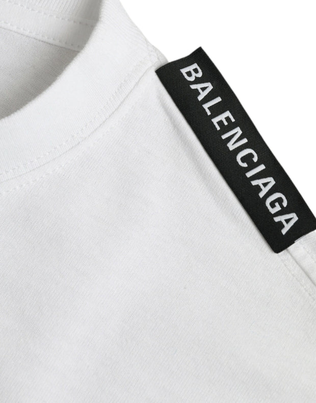 Balenciaga Off White Cotton Jersey Round Neck T-shirt - Le schmidt