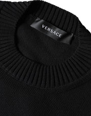 Versace Black Medusa Embroidery Crew Neck Pullover Sweater - Le schmidt