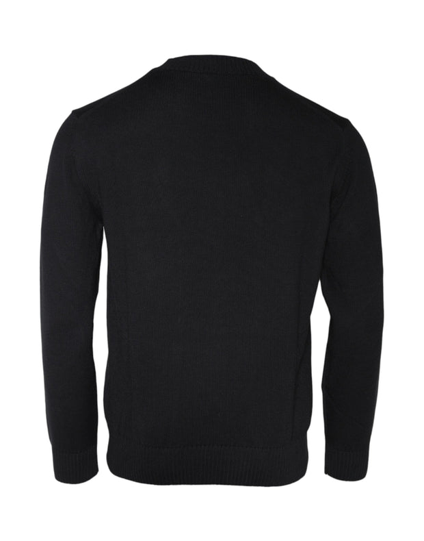 Versace Black Medusa Embroidery Crew Neck Pullover Sweater - Le schmidt