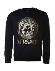 Versace Black Medusa Fleece Cotton Crew Neck Sweatshirt Sweater - Le schmidt