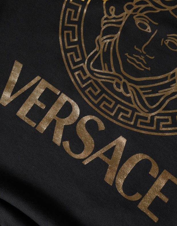 Versace Black Medusa Fleece Cotton Crew Neck Sweatshirt Sweater - Le schmidt