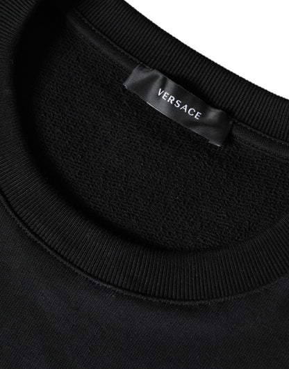 Versace Black Medusa Fleece Cotton Crew Neck Sweatshirt Sweater - Le schmidt