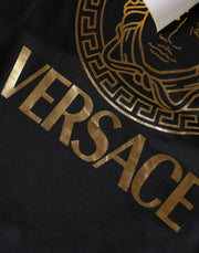 Versace Black Medusa Print Cotton HoodiePullover Sweatshirt Sweater - Le schmidt